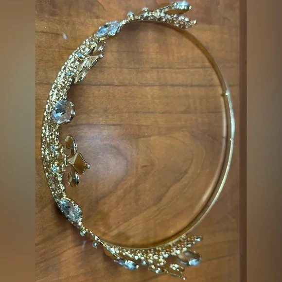 Gold Tiara with Crystal Accents - Picture 7 of 7
